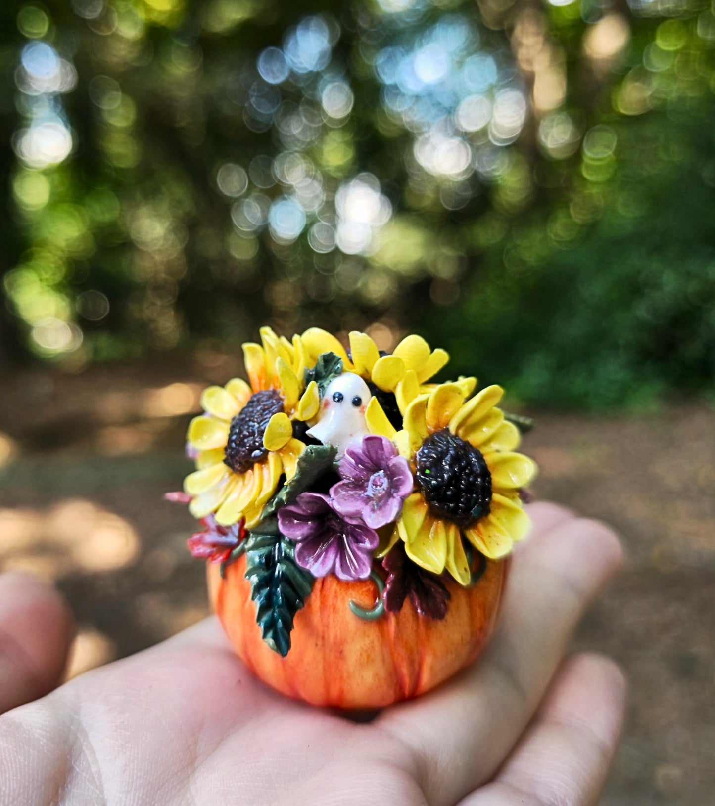 Sunflower Jack-O'-Lantern Figurine
