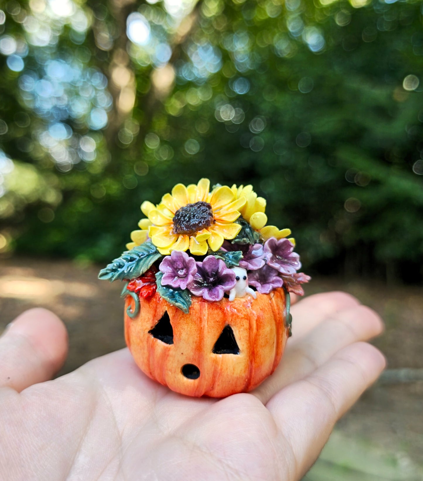 Sunflower Jack-O'-Lantern Figurine