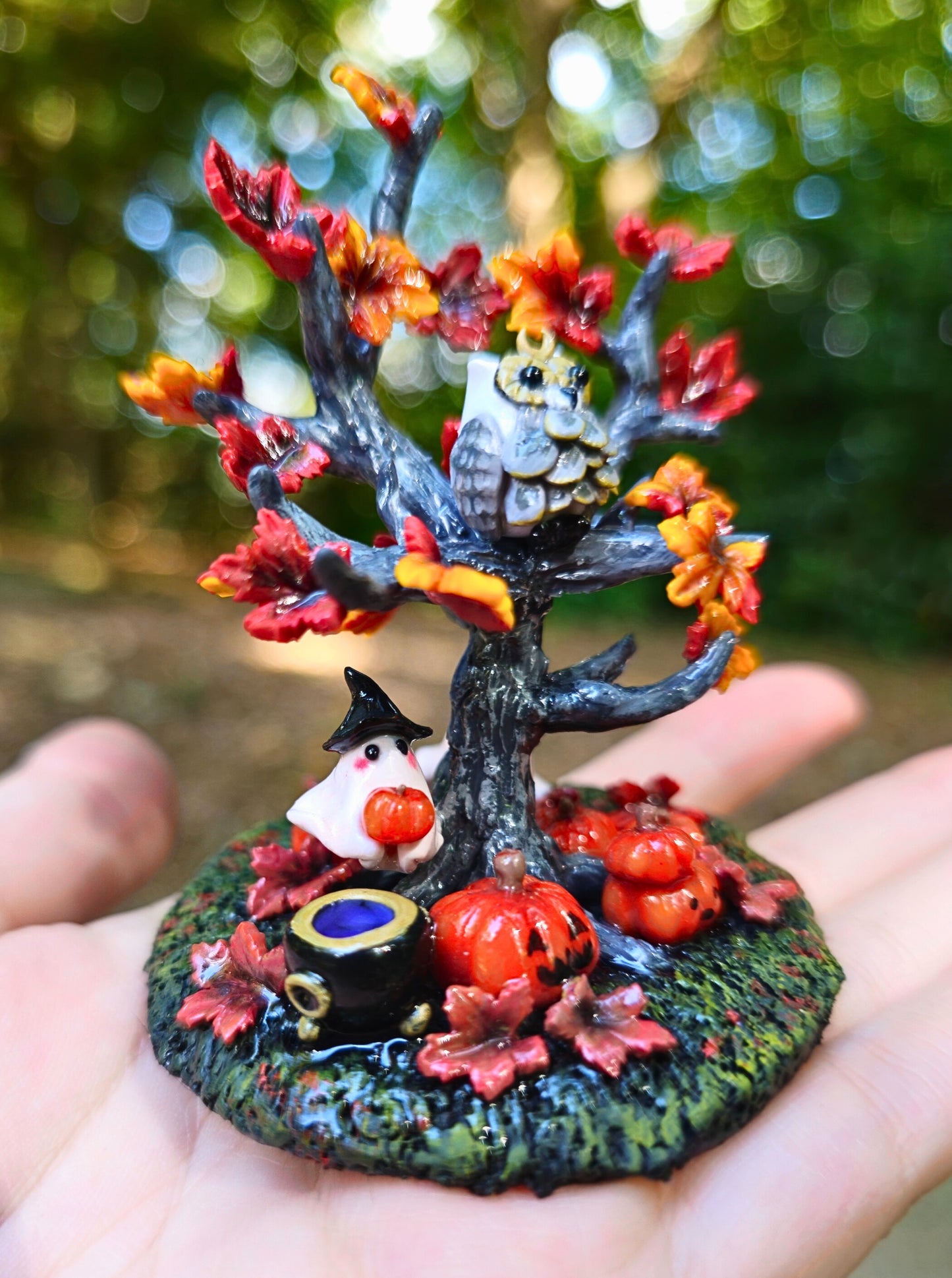 Witch Owl Tree Figurine